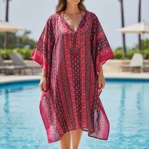 Elegant Pink and Black Swim Cover-Up